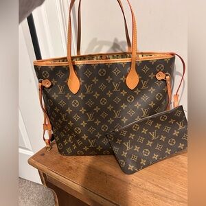 Fashion Brown flower monogram Tote Bag with Pouch